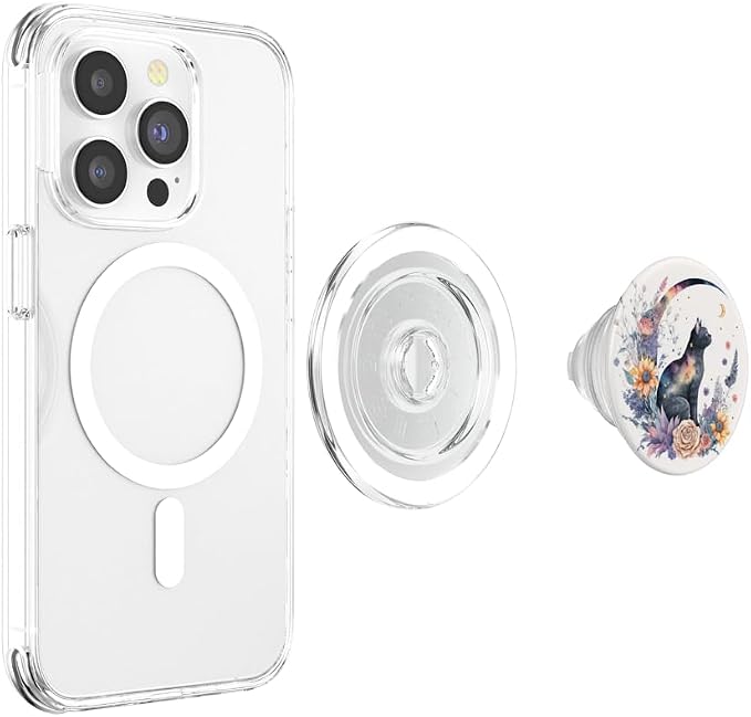 Cute Celestial Black Cat Crescent Moon Phases Witchy PopSockets Standard PopGrip
