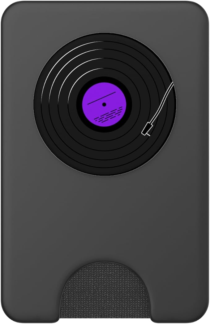 Retro Vinyl Record LP Art Purple Violet Lilac Design PopSockets Adhesive PopGrip
