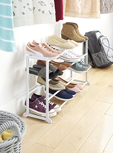 Whitmor 4 Tier 20 Pair Floor Shoe Rack - White - size: 4-Tier