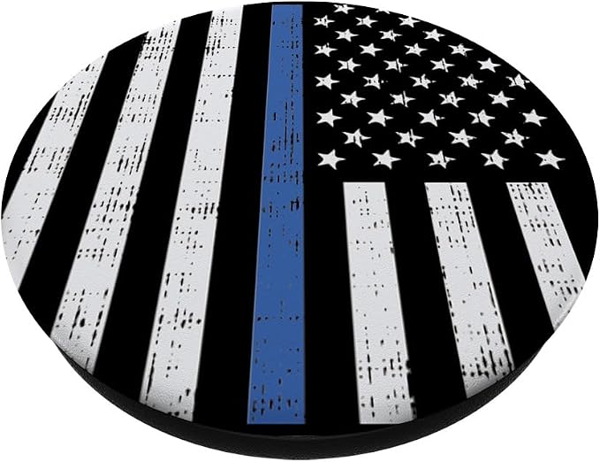 Thin Blue Line US Flag Police Officer Law Enforcement Gift PopSockets Adhesive PopGrip
