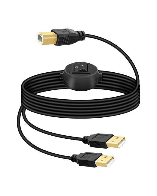 2 in 1 USB Printer Splitter Cable USB A Male to USB B Male Printer Cable with Toggle Switch for 2 Computers Share Scanner Printer.(2.5M/8.2FT)