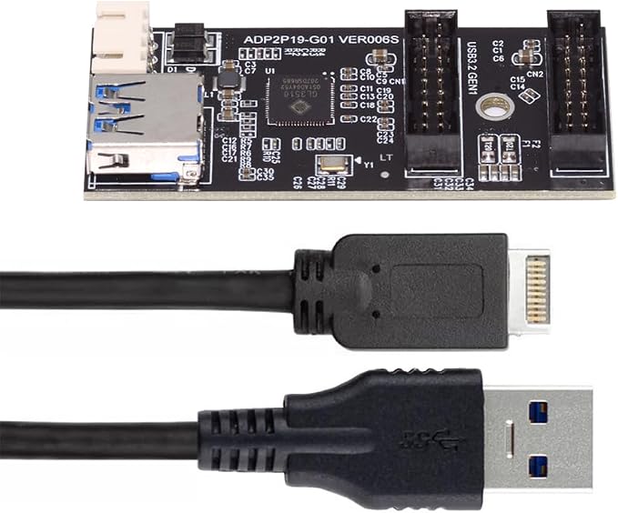 cablecc 5Gbps Type-E USB 3.1 Front Panel Socket &amp USB 2.0 to NVME NGFF M-Key Express Card VL805 Adapter for Motherboard