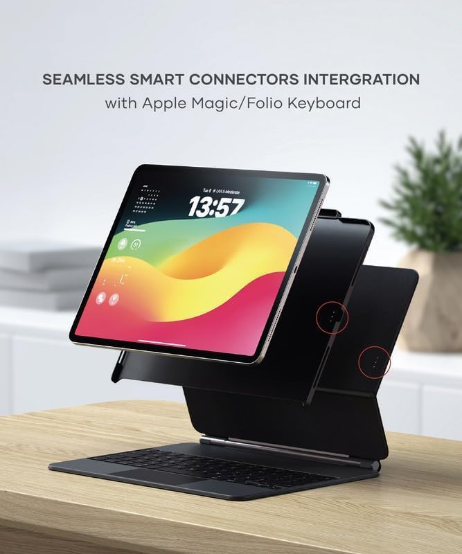 Satechi iPad Pro 12.9 inch case M2/M1 Magnetic iPad Vegan Leather case with Apple Pencil 2 Charging Compatible with Apple Folio Magic Keyboard - Black