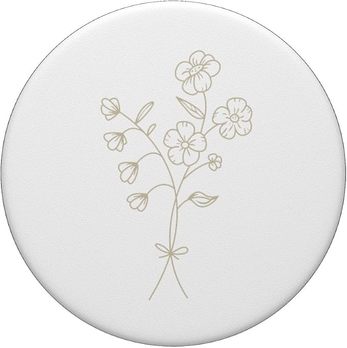 Beige White Floral Flower Wildflower PopSockets Adhesive PopGrip