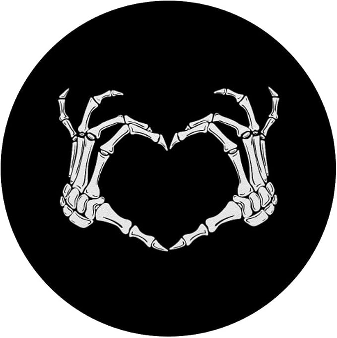 Skeleton Heart Bones Love Halloween Creepy Scary Black White PopSockets PopGrip: Swappable Grip for Phones &amp Tablets