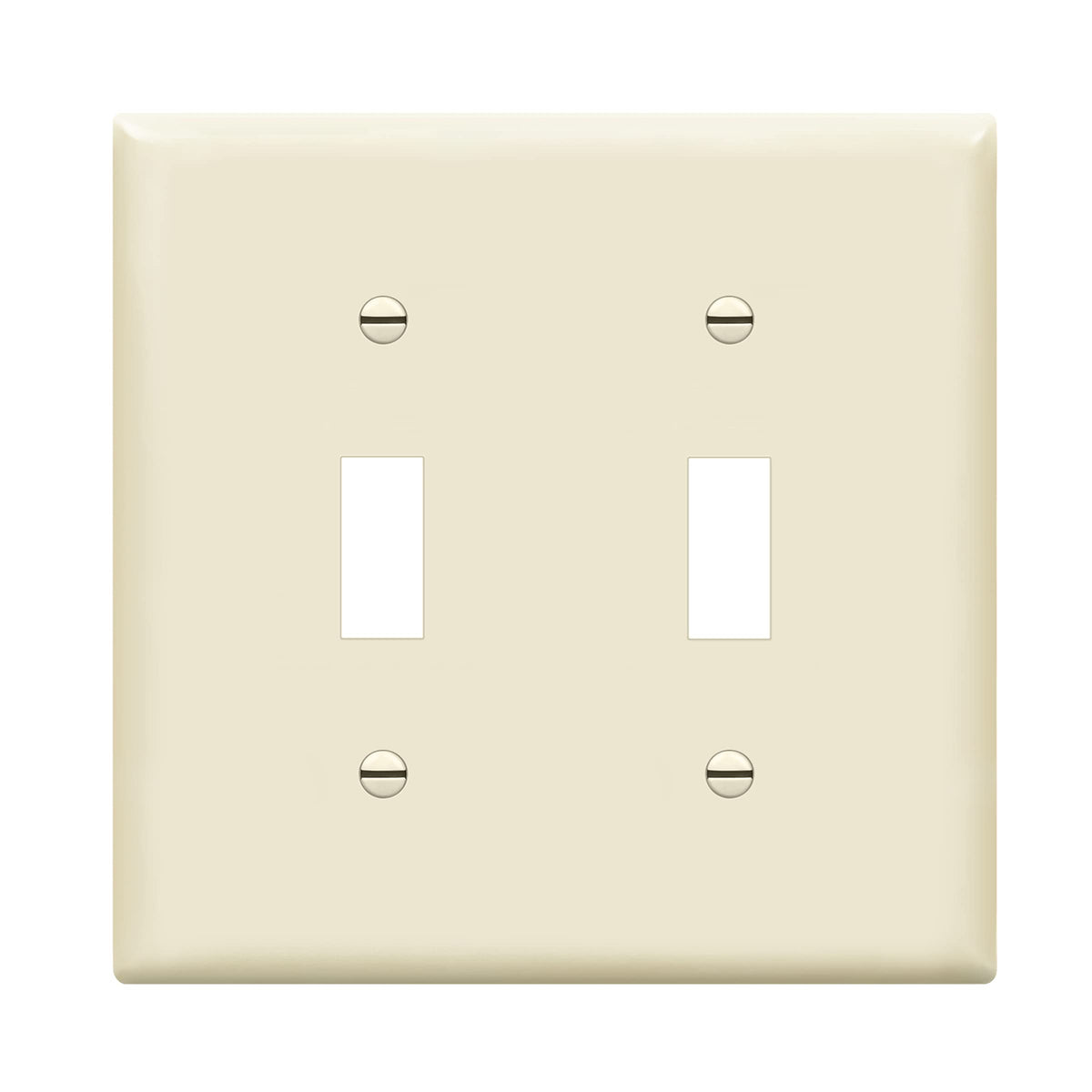 ENERLITES Toggle Light Switch Wall Plate, Gloss Finish, Size 2-Gang 4.50" x 4.57", Unbreakable Polycarbonate Thermoplastic, 8812-LA, Light Almond