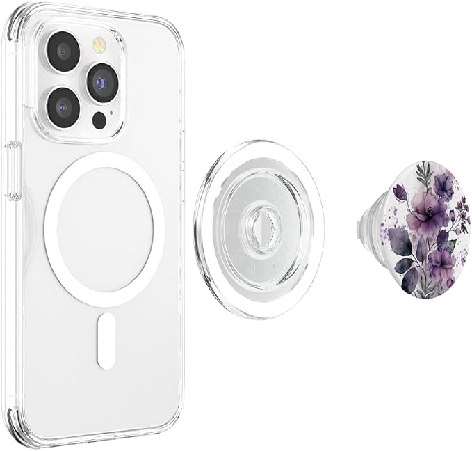 Purple Lavender Blossom Leaves Flower Floral Girly PopSockets Adhesive PopGrip