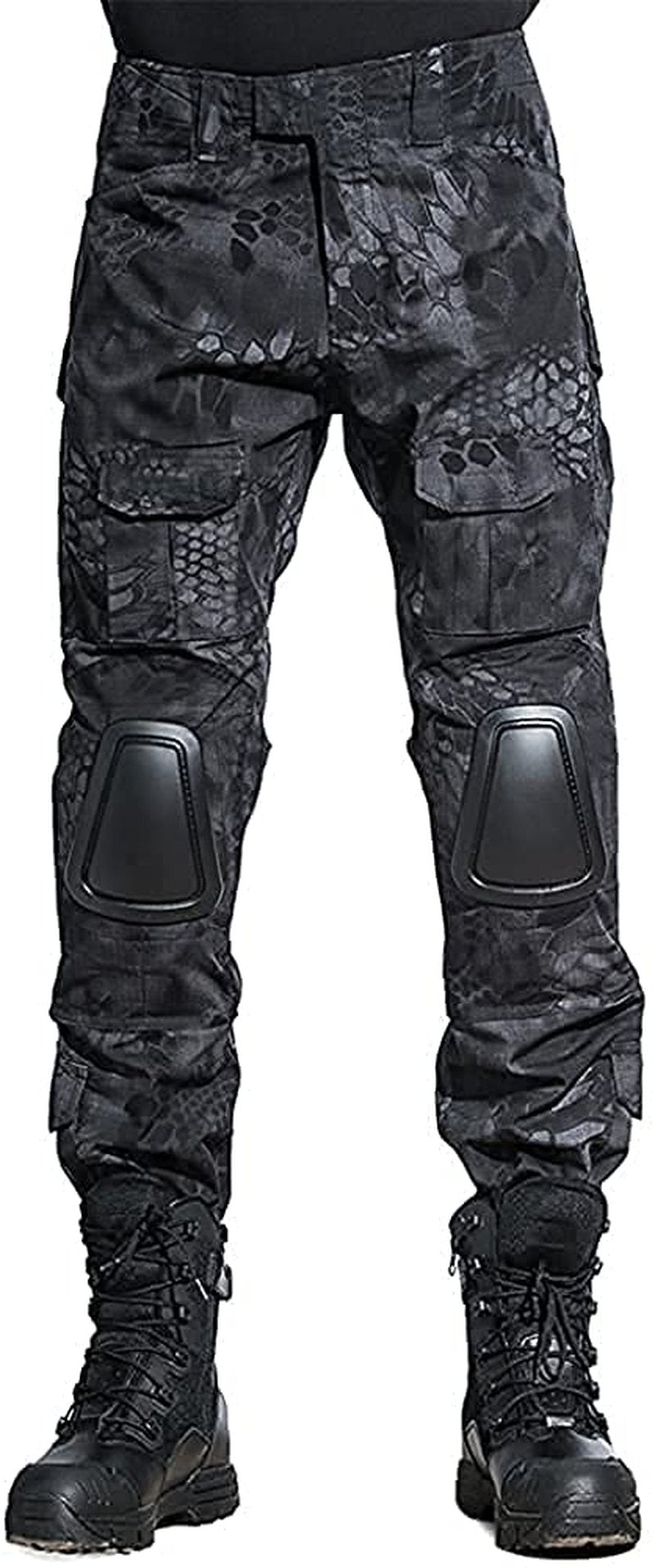 HARGLESMAN G3 Combat Clothes Suits Black Python with Elbow Knee Pads for Men Tactical Shirts Trousers for Work Training Hunting Military Airsoft Paintball Uniform Sets Apparel Gear Black Python M