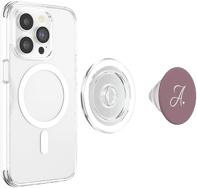 Mauve Cute Letter A Initial Heart Monogram PopSockets Adhesive PopGrip