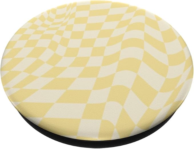 Retro Butter Yellow Checkered Pattern Wavy Checkerboard PopSockets PopWallet for MagSafe
