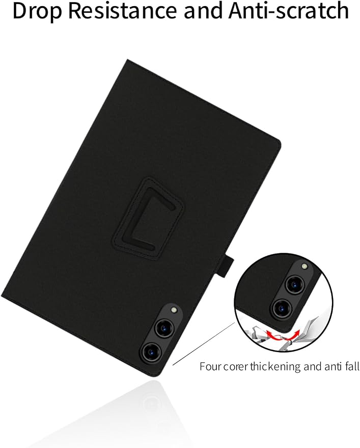 for TECLAST T65 13.4 Inch Android Tablet CaseBOVUGAC Folding Stand Protective Cover with Pencil Holder and Wrist StrapFull Protection Premium PUScratch Resistant(Black)