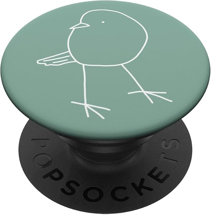 Cute Bird Line Art Nature Minimalist Modern Mint Sage Green PopSockets Adhesive PopGrip