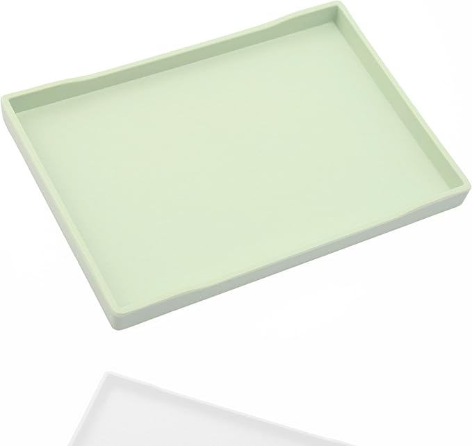 Green Small Serving Tray (9.5 x 7 inch), Countertop Organizer for Bathtub Bathroom Vanity Items, Serving Accessory, Coffee, Drinks, Tea, Party, Spa, Perfume and Display Use.