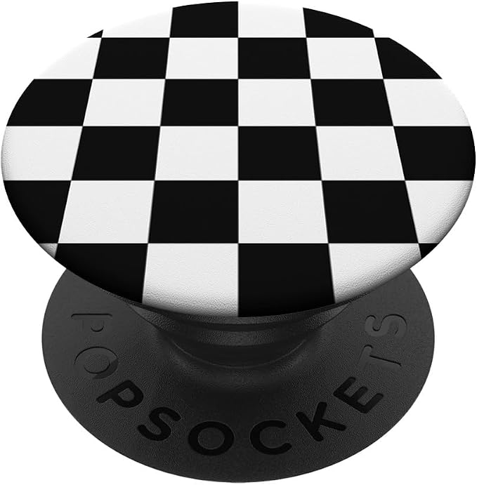 Checkerboard Black and White Print Checkered for Boys Men PopSockets Adhesive PopGrip