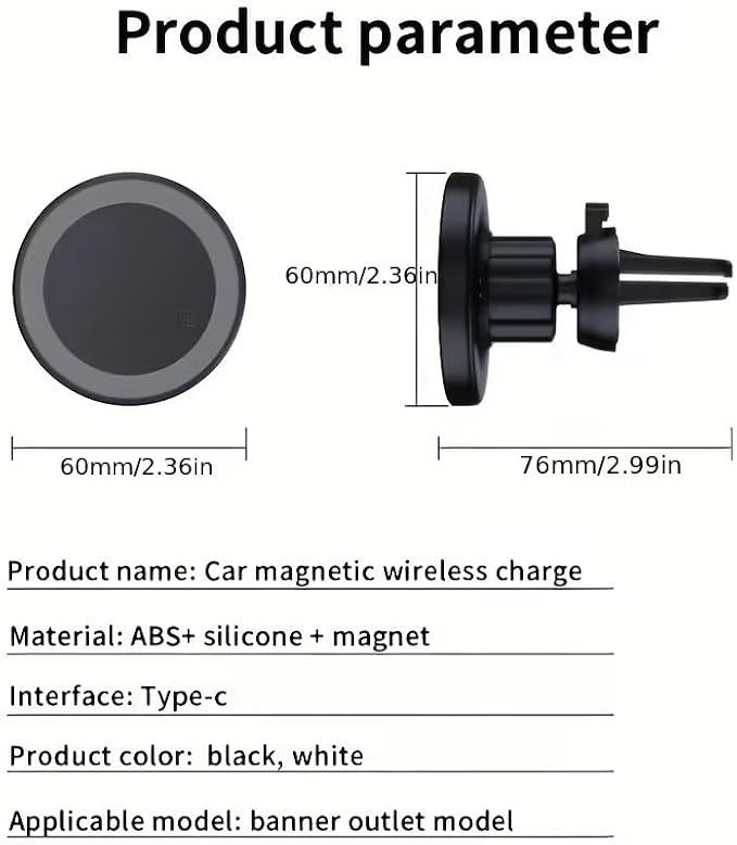 Revolutionize Your Drive with Magnetic Wireless Charger for Car The Gift for Both Men and WomenBlack