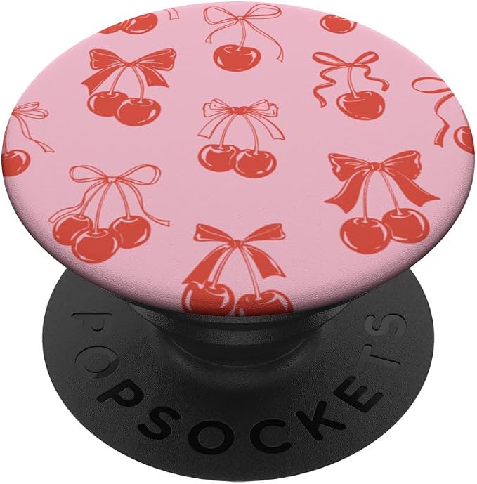 PopSockets Phone Grip – Vintage Cherry Pink Bows PopSockets Adhesive PopGrip