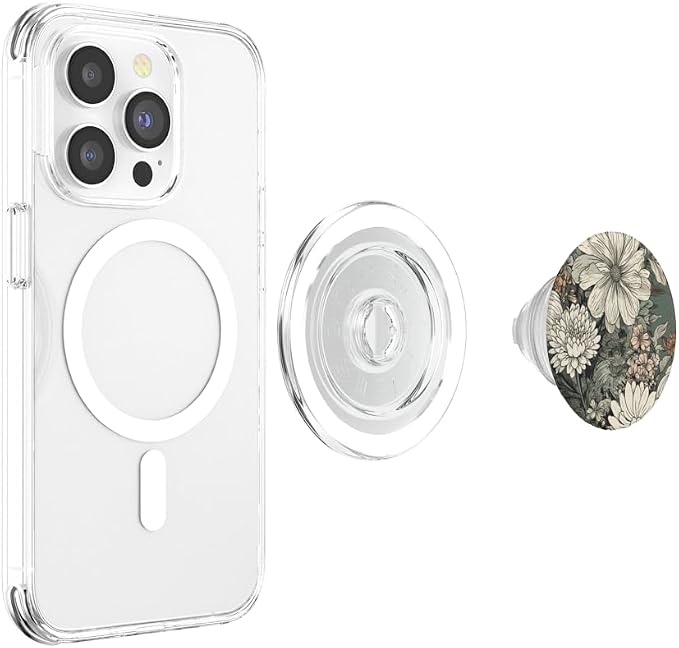 Flower Bouquet Floral Pattern Sage Green with Wildflowers PopSockets Adhesive PopGrip