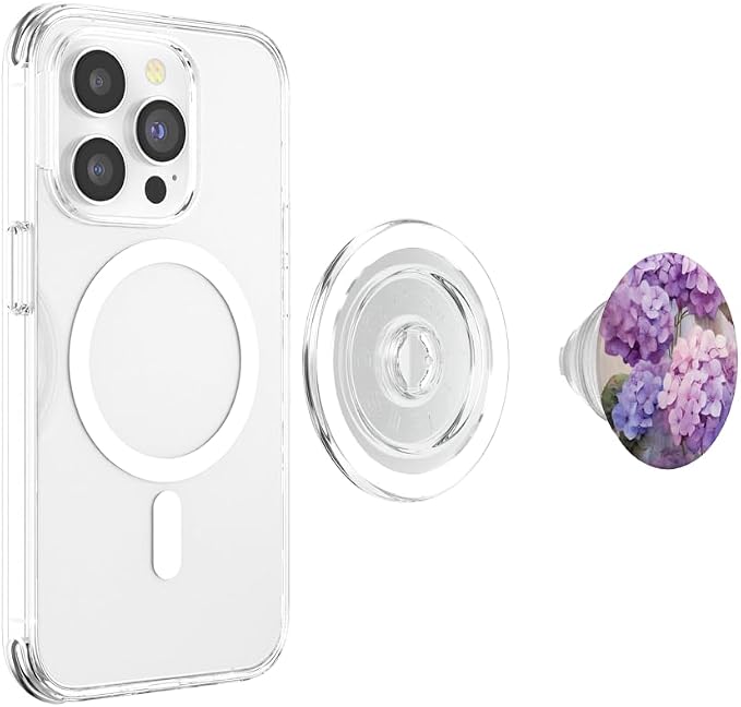 Vintage Floral Purple Hydrangeas Pastel PopSockets MagSafe PopGrip for iPhone