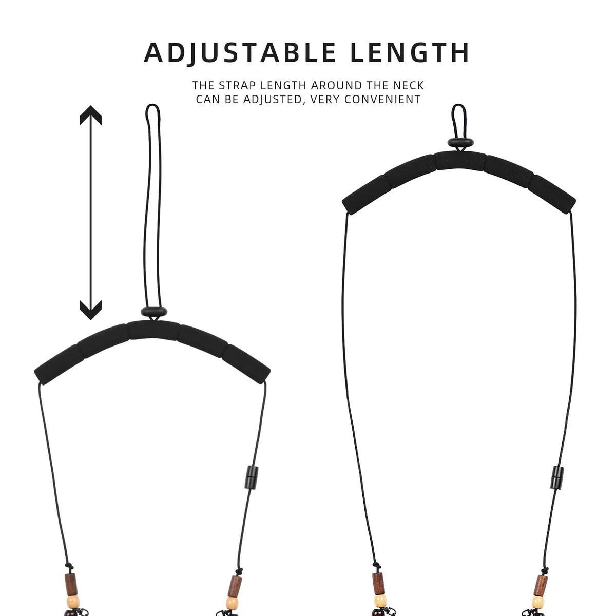 SF Fly Fishing Lanyard Around Neck Unloaded Necklace Black Adjustable Tool Holder with Foam Neck Strap Horizontal Tippet Bar Quick Release for Fishing Accessories(Only Lanyard)