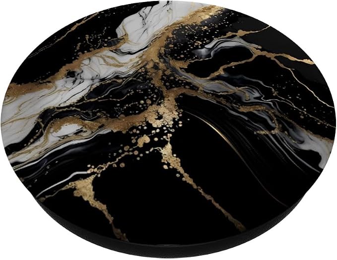 Marble-like Black and White and Gold Colors Pattern PopSockets Adhesive PopGrip
