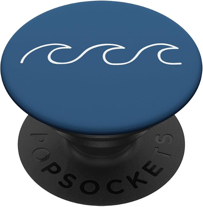 Cute Minimalist Ocean Sage-Blue Great-Waves Aesthetic Gift PopSockets Adhesive PopGrip