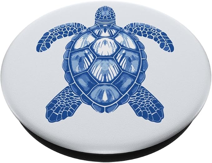 Sea Turtle Pattern Design in Blues and Whites A Sea Turtle PopSockets Adhesive PopGrip