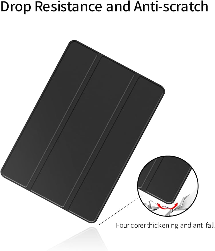 for Samsung Galaxy Tab S10 FE+ 13 inch Tablet CaseBOVGAC Ultra Slim PU Leather Folding Protective Cover Case with Adjustable Soft TPU Back Shell Full Protection Scratch Resistant (Black)