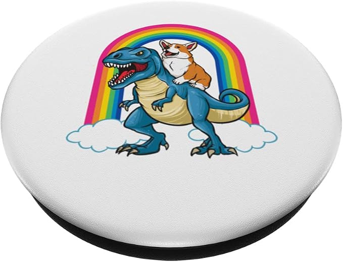 Rainbows Corgi TRex Dinosaur Novelty Apparel and More PopSockets Adhesive PopGrip