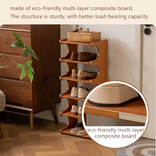 Tall Narrow Solid Wood Shoe Rack, 8 Tier Vertical Shoe Storage Tower, Freestanding Corner Organizer for Small Entryways, Slim Space-Saving Shoe Rack (12.6" L x 9.84" W x 44.1" H) - size: 8layers 44.1"h