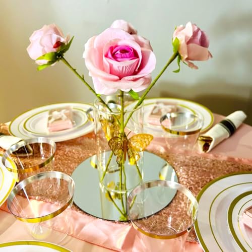 16Pack Round Mirror Centerpieces for Tables, Acrylic Round Mirror Trays Plates Decoration Circular Plate for Table Centerpiece Candles Wedding Baby Shower Christmas Party Decor Crafts (6inch)