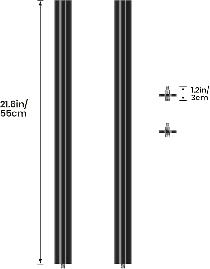 TARION Modular Base Extension Rod - 43.3"/110cm Extension Pole Set (2× 21.6" Sections) Compatible with Titanrig Cart Products