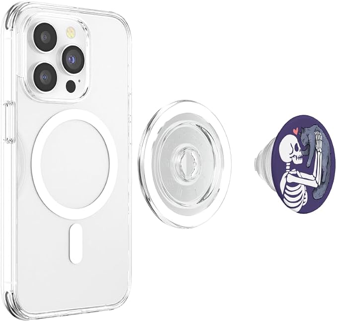 PopSockets Skull &amp Goth Phone Grip &amp Stand - Skeleton &amp Cat PopSockets PopGrip for MagSafe