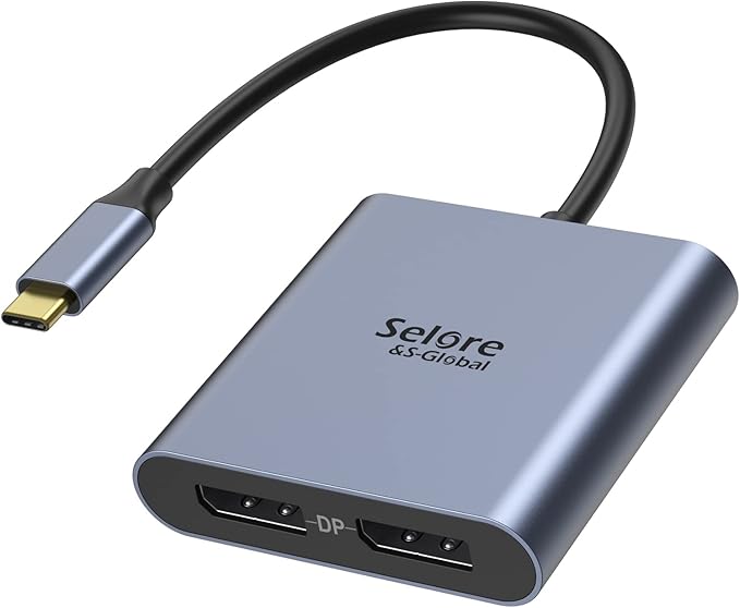 USB-C to Dual 4K DisplayPort Splitter Adapter, USB Type C to Displayport Dual Monitor Converter 4K 60HZ, USB C Displayport Hub Compatible for Dell XPS 13 15,Lenovo Yoga,Sumsung Chromebook,HP etc