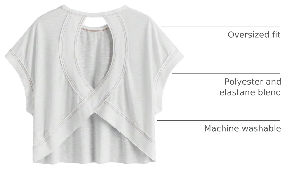 WDIRARA Women's Back Keyhole Workout Yoga Tops Loose Fit Short Sleeve T Shirt White Small