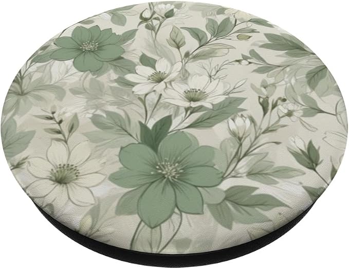Sage Green Floral Pattern PopSockets PopWallet for MagSafe