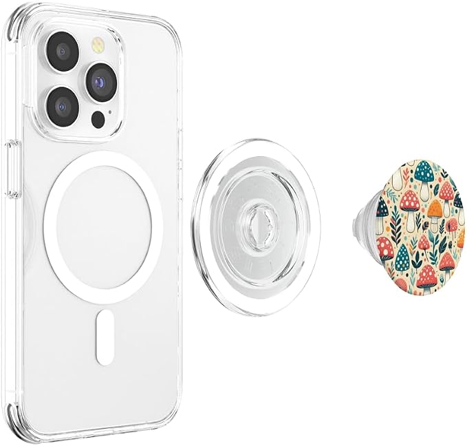 Beige Colorful Mushroom Pattern PopSockets PopGrip for MagSafe