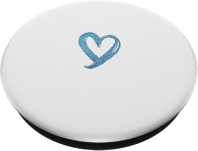 Blue Minimalist Heart White PopSockets Adhesive PopGrip