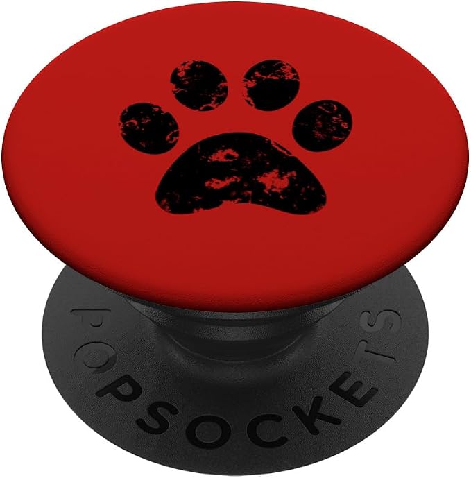 Black Dog Paw Print Red PopSockets Adhesive PopGrip