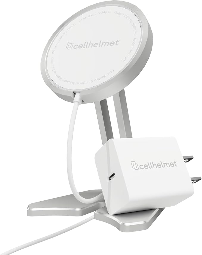 cellhelmet Power Bundle | 20W Fast Charging Wall Adapter 15W MagSafe-Compatible Wireless Charging Pad &amp Aluminum Desk Stand