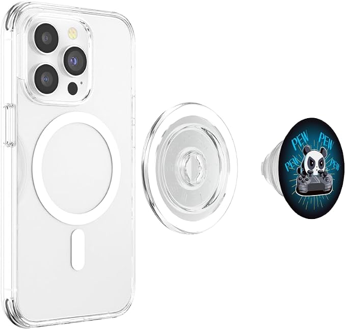 Funny Gamer Pew Pew Panda PopSockets PopGrip: Swappable Grip for Phones &amp Tablets PopSockets Adhesive PopGrip