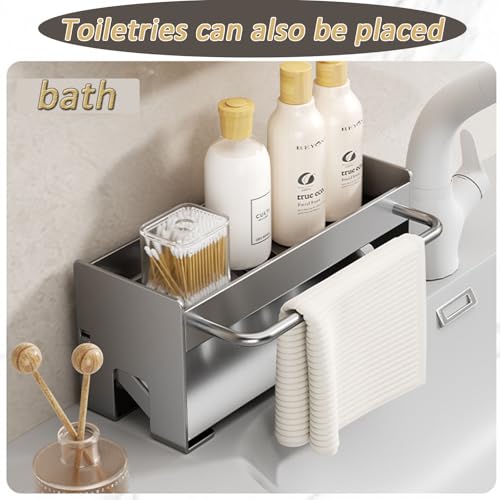 Kitchen Sink Caddy Organizer,Sponge Holder for Kitchen Sink with Drain Board,Stainless Steel - color: Black