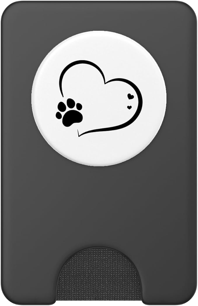 Cute Paw Print With Hearts Dog Mom On White Background PopSockets Adhesive PopGrip