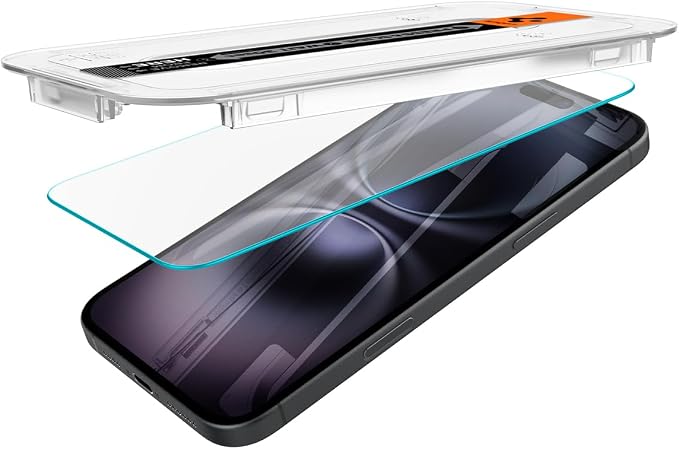 Spigen GlasTR EZ FIT Screen Protector for iPhone 16/15 | 9H+ tempered glass Scratch resistance auto-align tray Lab-tested 100% clarity Original touch Case-friendly 2 Pack