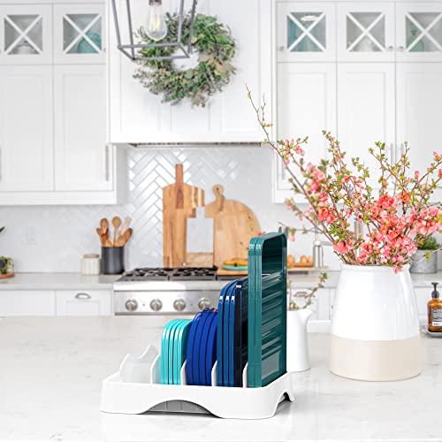Simple Houseware Food Container Lid Organizer, Adjustable Dividers Lids Storage, 10''x8'', White - size: Small - 10.6'' x 8.3''