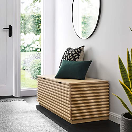 Modway Render 47" Wood Grain Storage Bench in Oak - color: Oak