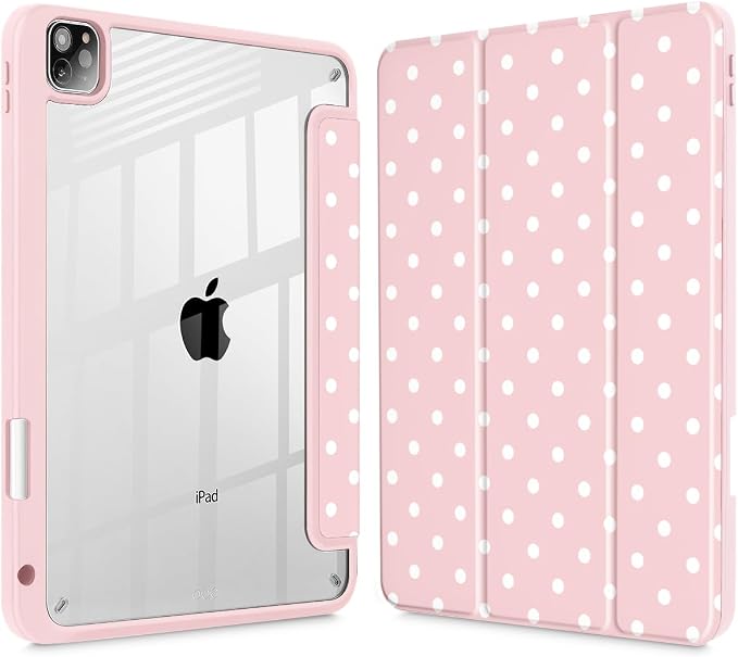 Tuiklol for iPad Pro 11 Inch 4th / 3rd / 2nd / 1st Gen (2022 2021 2020 2018) Case -Built-in Pencil Holder Shockproof Cover Clear Transparent Back Shell with Auto Wake/Sleep Black Flower