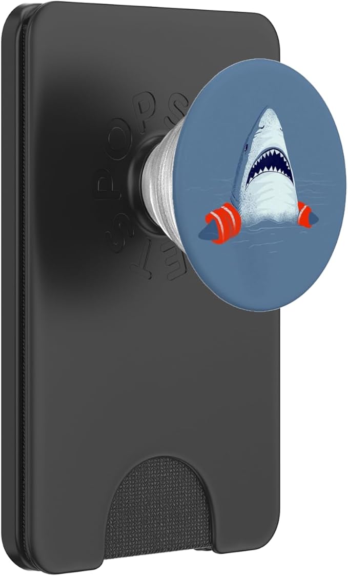 Funny-Shark-Baby-Swimming-Training-Teacher PopSockets Adhesive PopGrip