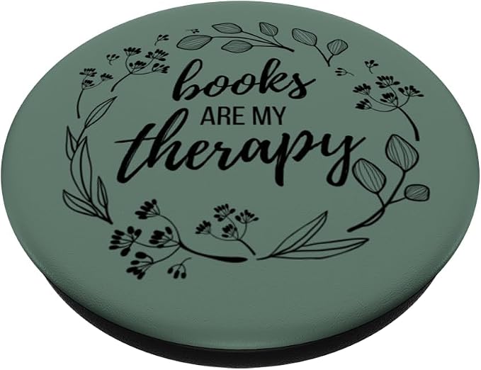 Books are My Therapy Lover Bookish Librarian Boho Floral PopSockets Adhesive PopGrip