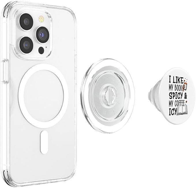 I Like My Books Spicy and My Coffee Icy! Book Lover PopSockets Adhesive PopGrip