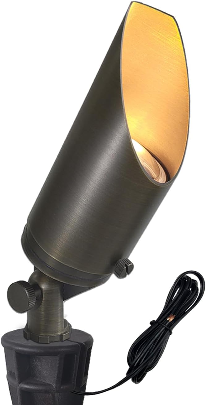 COLOER Die-cast Brass Landscape Spot Lights Outdoor, 12V AC/DC Low Voltage Landscape Spotlights, IP65 Waterproof Outdoor Lighting Fixture(103B, Bronze,1-Pack Without Bulb)